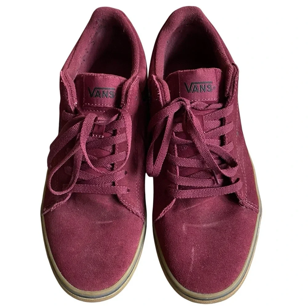 VANS Seldan Shoes Men Size 10 EU 43 Maroon Suede Low Top Skate Athletic